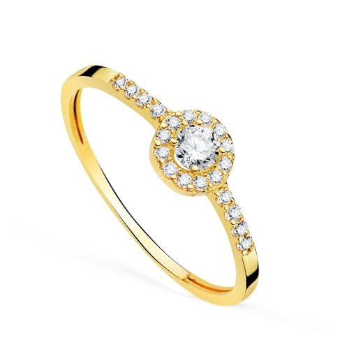 Sortija en Oro de 18k con cuajo de circonitas de 6mm ideal para regalar