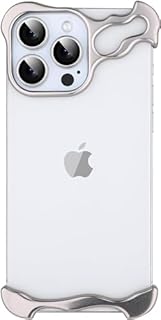 Metal Case for iPhone 15 14 13 Case,Minimalist Protective Shock Absorption Aerospace Grade Aluminum Shells,Exposed Sides for Comfort,Elastomer Inlays Easy Fit (iPhone 15 Pro,gray)