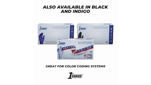 Image of 1st Choice Blue Indigo Nitrile Exam Gloves Made in USA, Disposable Medical, Latex Free, 3 Mil, for Professional and Home Use