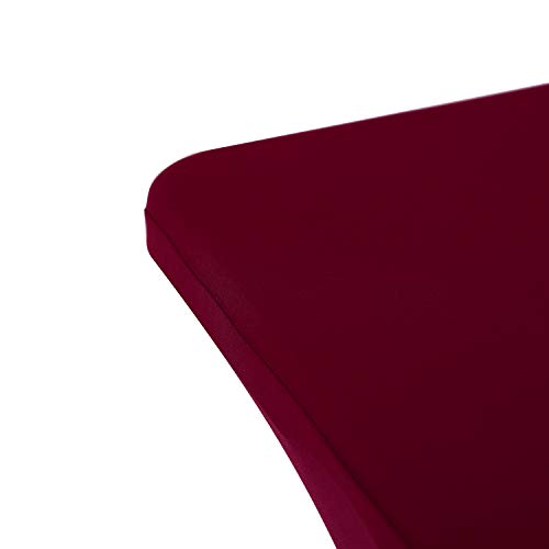 Image of Peomeise 6FT Spandex Table Cover Rectangular Stretch Spandex Tablecloth (Burgundy,6FT)