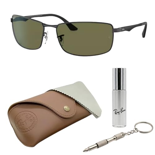 Image of Ray-Ban RB3498 Rectangle Shaped Sunglasses for Men with Official RAYBAN Eyewear Kit