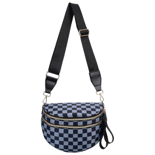 Image of Lushandy Bum Bag Checkered Crossbody Bag Mom Everyday Purse | Roomy Space, Wipe Clean, Wide Strap