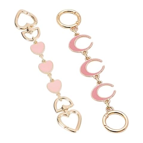 UUYYEO 2 Pcs Bag Extender Chain Purse Strap Extenders Heart Purse Chain Extender Bag Chain Straps Charms for Handbag Shoulder Crossbody Bag Pink Cover