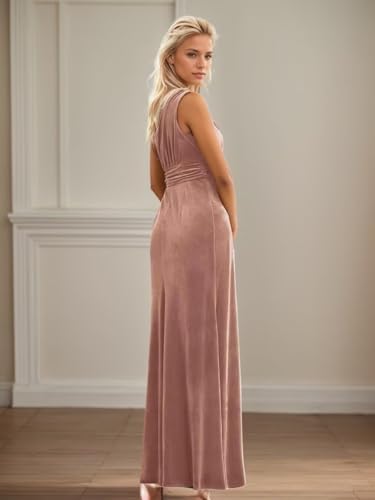 Long One Shoulder Velvet Bridesmaid Dresses for Women 2024 Prom Party Gown with Slit4