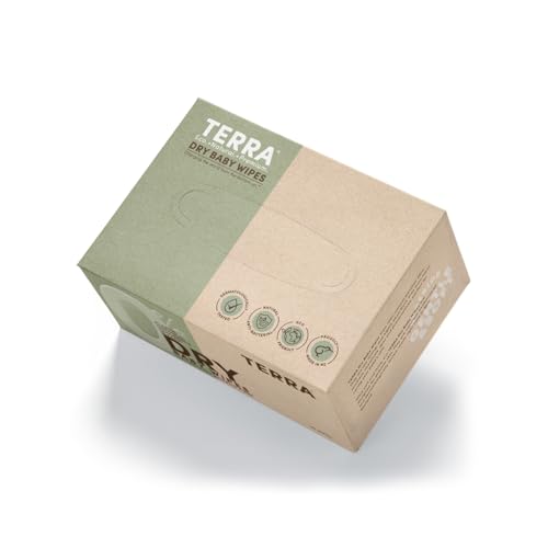 Image of Terra Bamboo Dry Baby Wipes: Biodegradable Bamboo Fiber Wipes, Unscented, Sensitive Skin, 1 Pack of 48