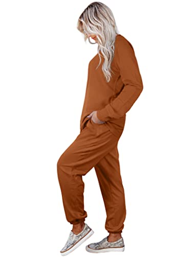 Image of Aloodor Sweatsuit for Women 2 Piece Outfits for Womens Crewneck Sweatshirts Pullover