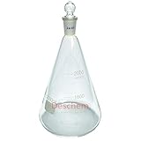 Deschem 2000ml Glass Erlenmeyer Flask 2L Lab Conical Bottle with 24/40 Ground Joint Stopper