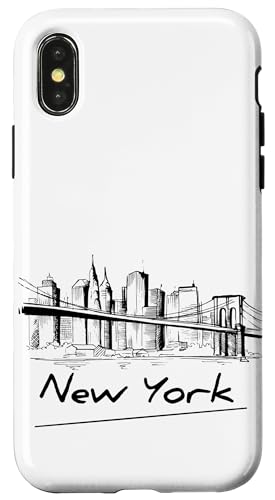 Cool Men's Women's Kids New York City Skyline Sketch Drawing X}zP[X iPhone X/XS p