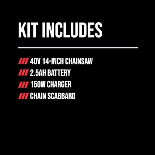 SKIL PWR CORE 40 Brushless 40V 14” Lightweight Chainsaw Kit with Tool-free Chain Tension & Auto Lubrication, Includes 2.5Ah Battery and Auto PWR Jump Charger - CS4555-10