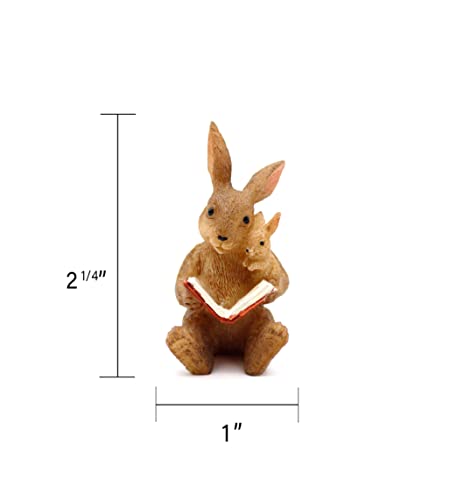 Nw Wholesaler Miniature Rabbit Mama Reading Book To Her Baby Bunny - Figurine For Fairy Gardens And Garden Decor #TOP2
