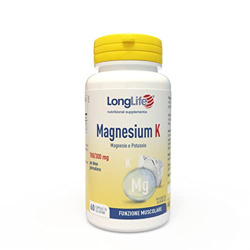 Longlife® Magnesium K | Integratore Magnesio E Potassio | Funzione Muscolare E Sistema Nervoso | 1 Mese Di Trattamento | Certificato Halal E Kosher | 