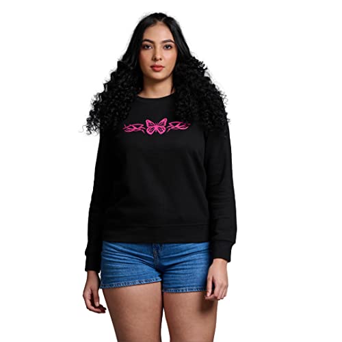 Image of Go Devil Stylish Trendy Regular Fit 100% Cotton Sweatshirt with Round /Crew Neck Full Sleeves, Casual Printed Winter Wear for Women /Girls