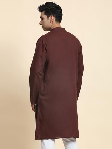 Image of Men's Cotton Solid Dress Long Kurta Regular Fit Casual