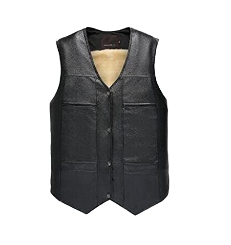 Gilet en cuir synthétique épais haut de gamme veste thermique homme XXXL
