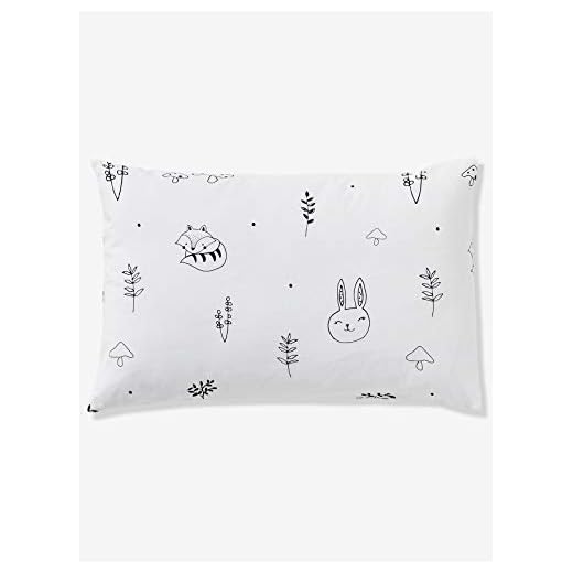 VERTBAUDET Taie d'oreiller bébé FORET MAGIQUE Oeko-Tex® blanc/noir 40X60