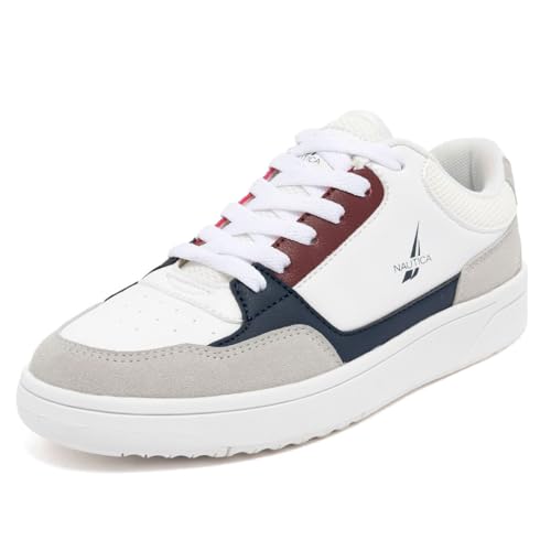 Image of Nautica Women's Court Sneaker - Casual Fashion Lace-Up Low Top Walking Shoes with Comfort Cushion Footbed, Lightweight Everyday Tennis Sneakers