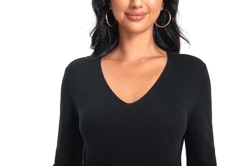 Image of Women's 100% Cashmere V-Neck Long Sleeve Pullover