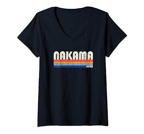 Retro Vintage 70s 80s Estilo Nakama, Japón Camiseta Cuello V