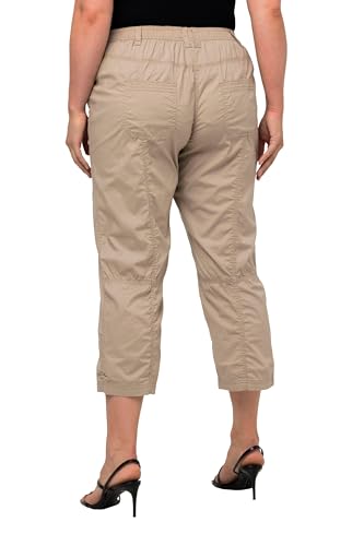 Ulla Popken Femme Grandes Tailles Pantalon Cargo 7/8, retroussable, 4 Poches Mastic 60 720673 21-58 – vue 2