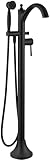 Wintap Freestanding Bathtub Faucet, Matte Black Classic Free Standing Tub Faucet with Vintage Handheld Sprayer High Flow Max 7.04GPM Floor Mounted Tub Filler (WT-9002BK)