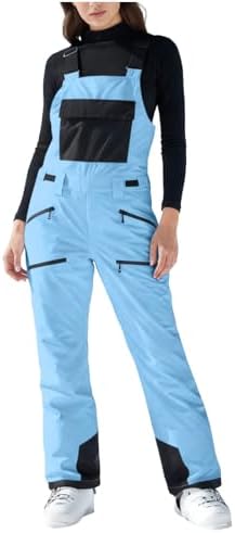 Snow Bibs Women Water Resistant Insulated Overalls Winter Athletic Ski Suit Windproof Ripstop Snowboarding Pants