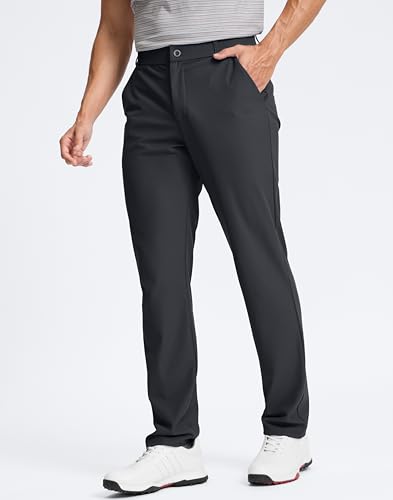 Image of Pudolla Men's Golf Pants 30 inch /32 inch /34 inch Comfy Stretch Dress Work Pants Lightweight Quick Dry Casual Slacks Trousers with Pockets