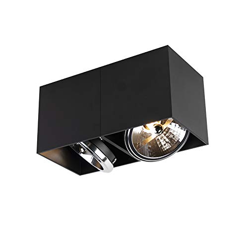 Preisvergleich Produktbild QAZQA Design / Industrie / Industrial / Modern DesignSpot / Spotlight / Deckenspot / Deckenstrahler / Strahler / Lampe / Leuchte rechteckig 2-flammig-flammig schwarz inkl. 2-flammig x G9 - Box / Innenbe