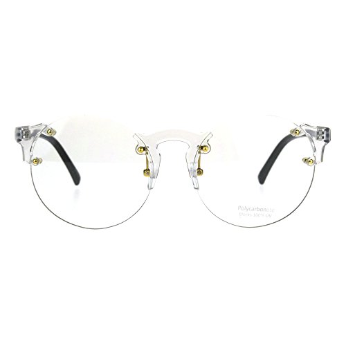 PASTL Round Circle Clear Lens Glasses Rimless Clear Frame Color Tip UV 4002