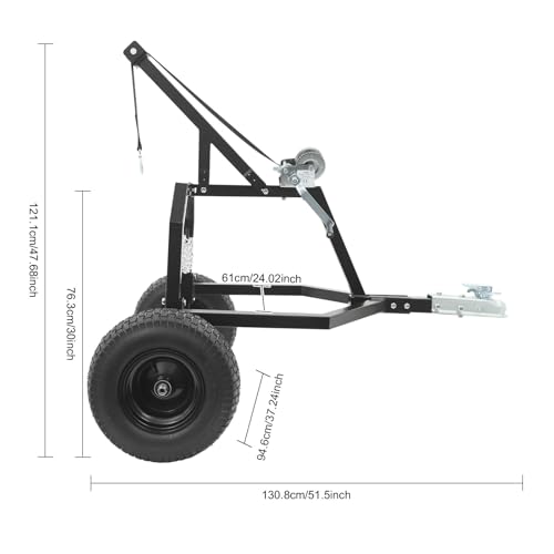 Arco para arrastre de troncos NOLANTISI con capacidad de 1600 libras, cabrestante manual, neumáticos neumáticos de 16 pulgadas, enganche de bola para remolque compatible con ATV y uso al aire libre (Negro) miniatura 4