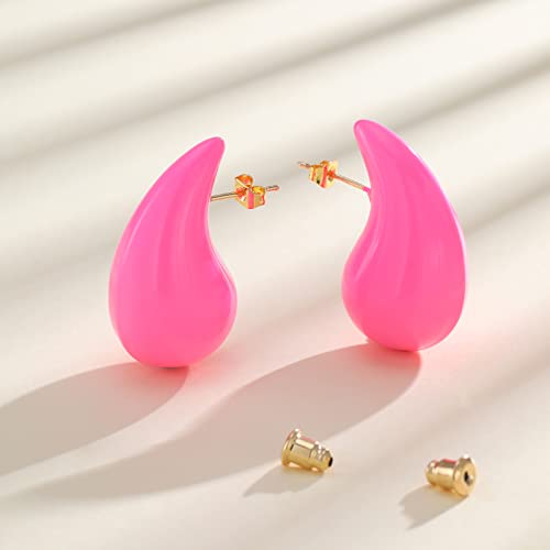 Image of Apsvo Chunky 14K Gold Plated Hoop Earrings for Women, Lightweight Waterdrop Hollow Open Hoops, Hypoallergenic Dupes Earrings