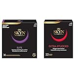 SKYN Elite – 36 Count – Ultra-Thin, Lubricated Latex-Free Condoms & Extra Studded Condoms Non-Latex Ultra Thin Natural Feel with SKYNFEEL Technology 22 Count Box