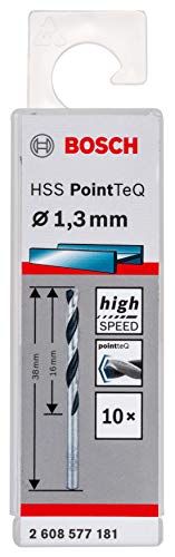 Bosch Professional 10x forets hélicoïdaux HSS PointTeQ (pour métal, 1,3 x 16 x 38 mm, accessoires pour perceuses-visseuses)