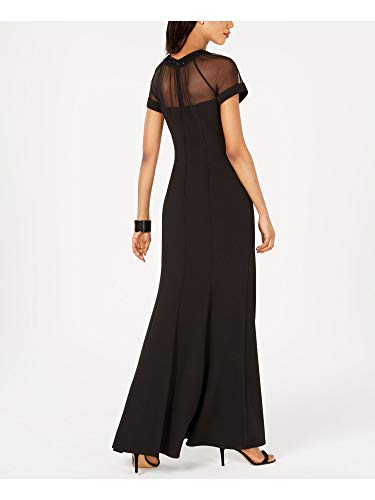 Image of Alex Evenings Women's Long Shift Dress with Illusion Neckline (Petite and Regular Sizes)