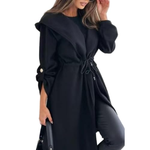 Veste à capuche femme manches longues style décontracté hiver col revers