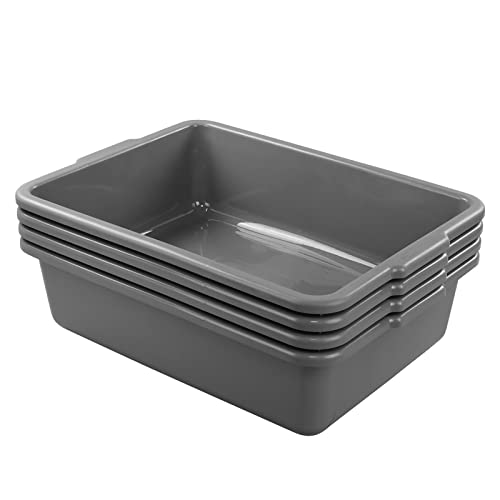 Joyeen 4-Pack 22 L Plastic Utility Bus Tub, Commercial Wash Tub Bus Box