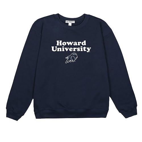 Suburban Riot Howard University Official Vintage Willow Women's Long Sleeve Fleece Sweatshirt (Large) Navy