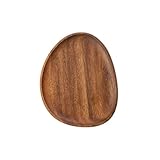 FACAIIO Bandeja ovalada de madera de nogal de 16 x 12 x 2 cm, bandeja para servir aperitivos y frutas secas