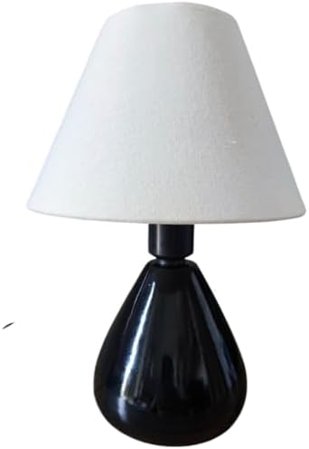 Luminária Abajur LED, Cúpula de Tecido, Bivolt, Compacta (preto b...