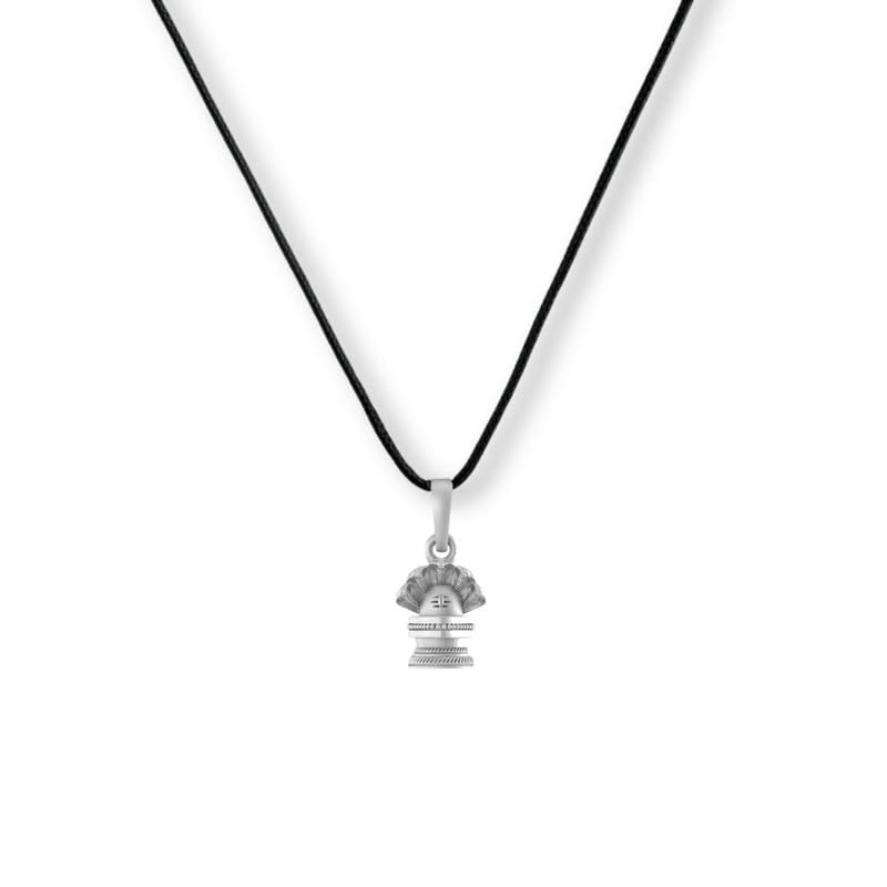 A Sterling Silver (92.5% purity) God Shivling Pendant for Men Pure 925 Silver Lord Shiva Linga Locket with Black Thread - EVE_PM7346-image-40