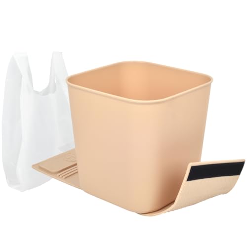 Image of Car Trash Can with Stability Wings - Leakproof Portable Garbage Bin for Fabric & Rubber Mats - Compact Durable Plastic Auto Organizer for Cars, SUVs, Trucks (Mocha, Large)