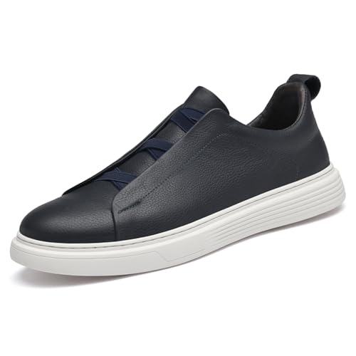 Men's Genuine Leather Slip on Casual Shoes Breathable Dress Mens Sneakers2