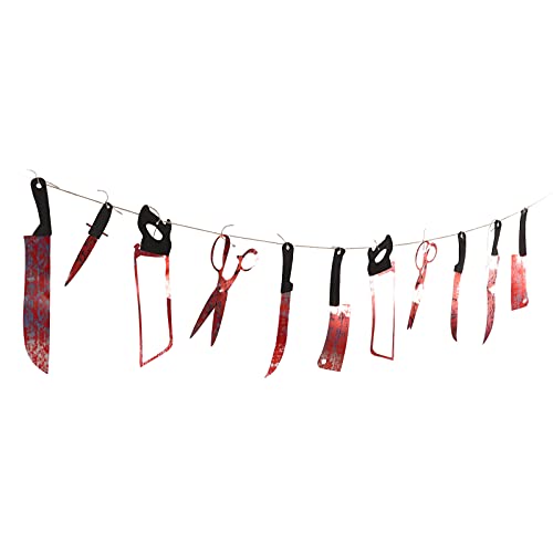 12 Stück Blutige Girlande Banner Lebensechte Messer Einfache Verwendung von Halloween Zombie Party Dekoration Zubehör für Halloween Party Cover