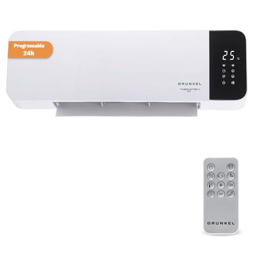 GRUNKEL - Calefactor de Pared CF-2000WALL con 2000W | Panel Cerámico Radiante | Termostato Ajustable | Temporizador 8H | Mando a Distancia | Programación Semanal | Sensor Ventana Abierta | Oscilación