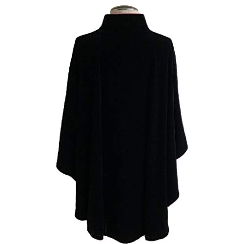 Luxury Silk-Based Black Burn-out Velvet Cape with Pink Full Pure Silk Lining4