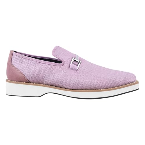 Image of LIBERTYZENO Mens Tuxedo Canvas Textile and Suede Leather Noble Loafers and Slip On Wedding Party Shoes for Easter Gift