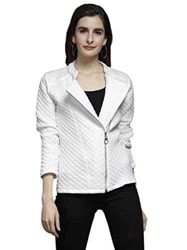 DARZI White Full Sleeve Sweatshirt for Women Stylish Winter Wear Rolled Collar Jacket for Women & Girls