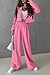 PRETTYGARDEN Women's 2 Piece Casual Outfits Cropped Blazer Jackets High Waisted Wide Leg Work Pants Suit Set (Pink,Large)
