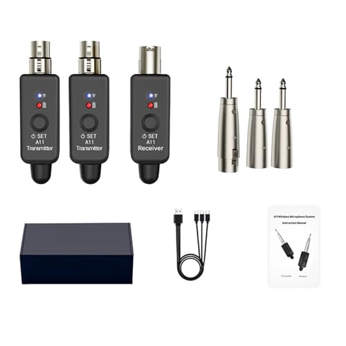 Sistema Inalámbrico para Guitarra y Micrófono A11 con Transmisor y Receptor, Tecnología UHF 2.4 GHz, Rango de 30 m, Batería de 300 mAh, Negro miniatura 1