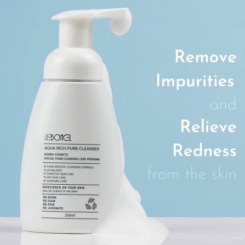 Reboncel Aqua Rich Hydrating Face Foam Cleanser Gentle Hypoallergenic Ph Balance Korean Skin Care Face Wash Cleansing Foam(8.45 Fl.oz 250Ml) #TOP1