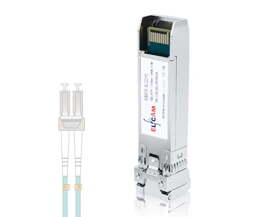 Elfcam® - Módulo transceptor de Fibra óptica 10Gb SFP+, Conector LC/UPC DM (OM3/OM4), 10GBase-SR SFP+, 850nm DDM 300M, Compatible con Freebox Ultra,Pack de 1